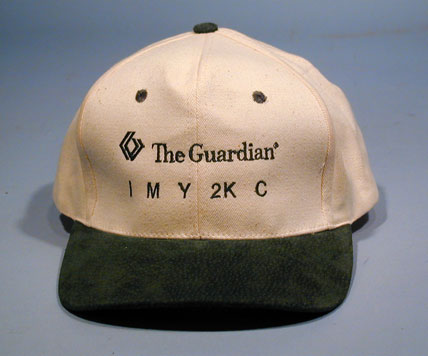 White The Guardian IMY2KC Baseball Cap with black rim and lettering