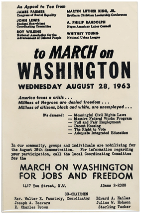 March on Washington handbill with black lettering