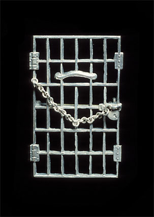 Alice Paul's silver and metal "Jailed for Freedom" pin