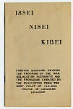 Pamphlet with title "Issei, Nissei, Kibei"