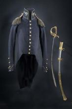 Andrew Jackson's blue wool uniform coat and sword and scabbard 
