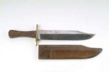Wood and steel Confederate Bowie knife and scabbard