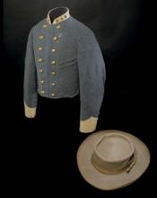 John Mosby's double-breasted gray wool shell jacket with buff facings