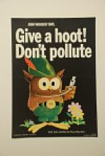 Image of "Give a Hoot Don't Pollute" poster with cartoon owl