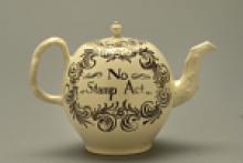 Ceramic creamware Stamp Act teapot