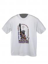 white t-shirt of the Statue of Liberty with words around it